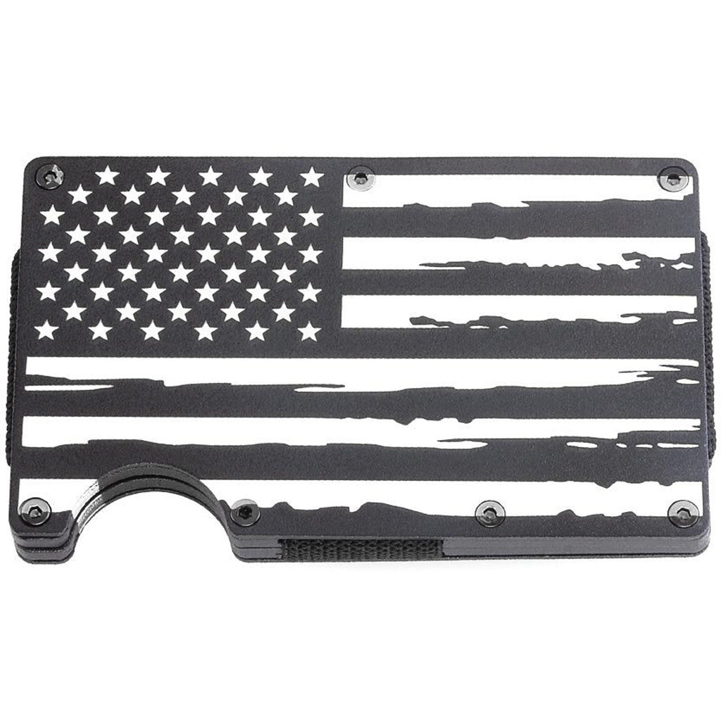 CobraTec American Flag Wallet Aluminum RFID w/Money Clip Black