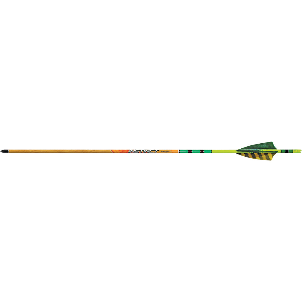 Black Eagle Instinct Traditional Arrows .005 600 Green/Yellow Feathers 6 pk.
