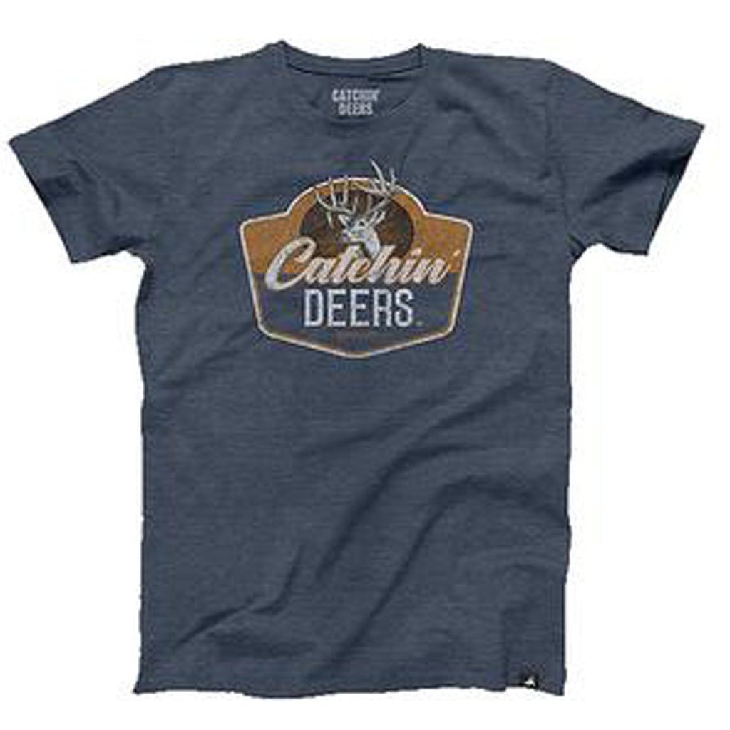 Catchin Deers Wallhanger Tee Shirt Heather Navy X-Large