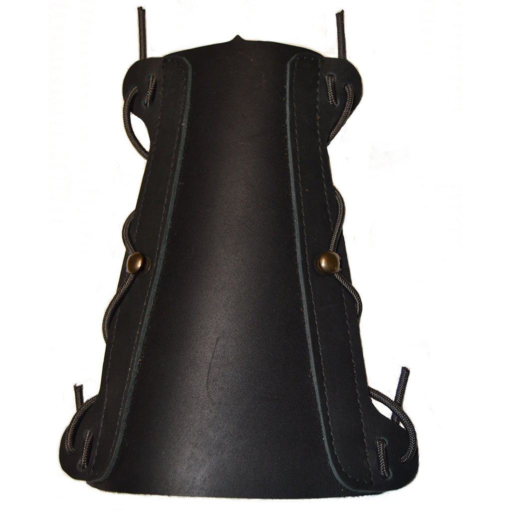 Bateman Traditional Leather Narrow Armguard Black w/ Elastic Straps