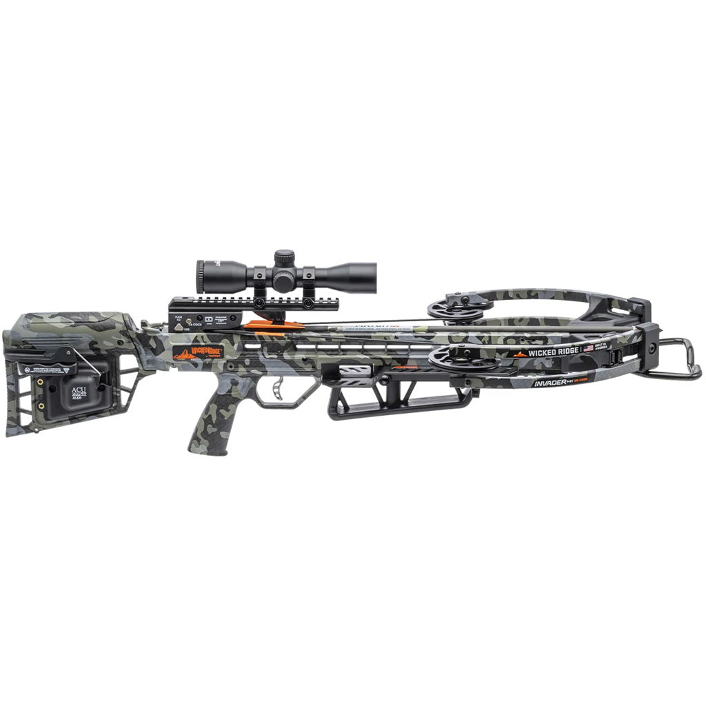 Wicked Ridge Invader M1 De-Cock Crossbow Package ACU50 Sled Pro View 400 Scope Peak Camo