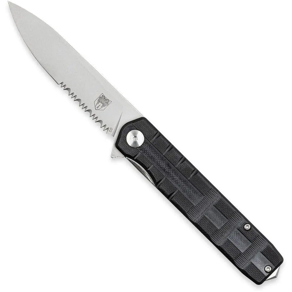 CobraTec Medium Kuzio Drop Serrated Folder Knife Folding Blade Black