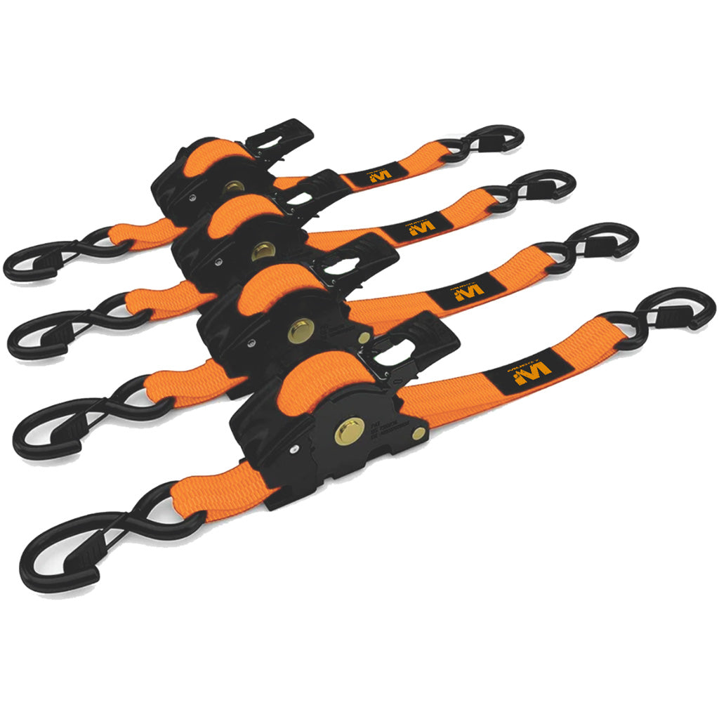 Muddy Retractable Ratchet Straps 1""X10' 4pk Orange