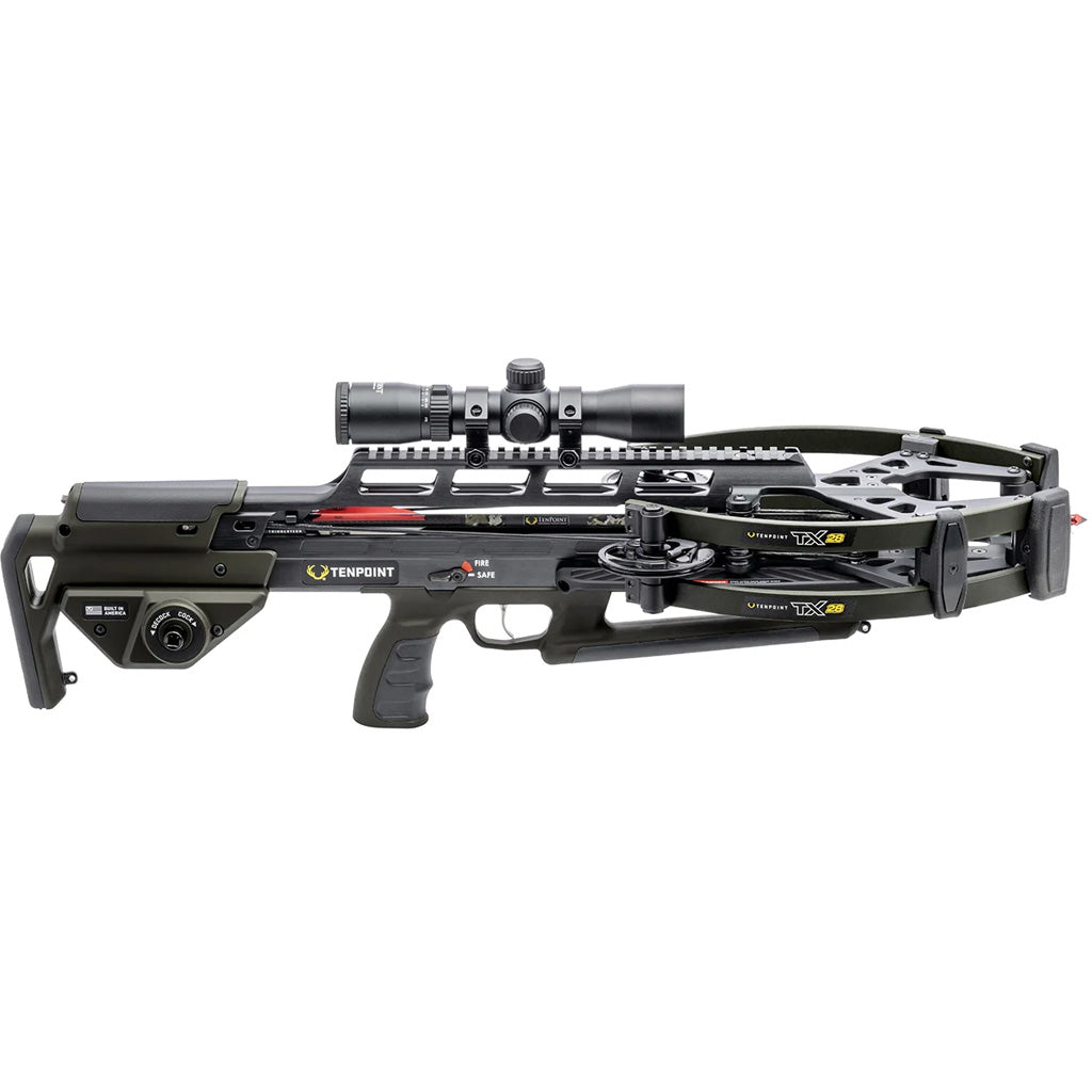 TenPoint TX 28 Crossbow Package ACUslide MAXX Rangemaster 100 Scope Moss Green