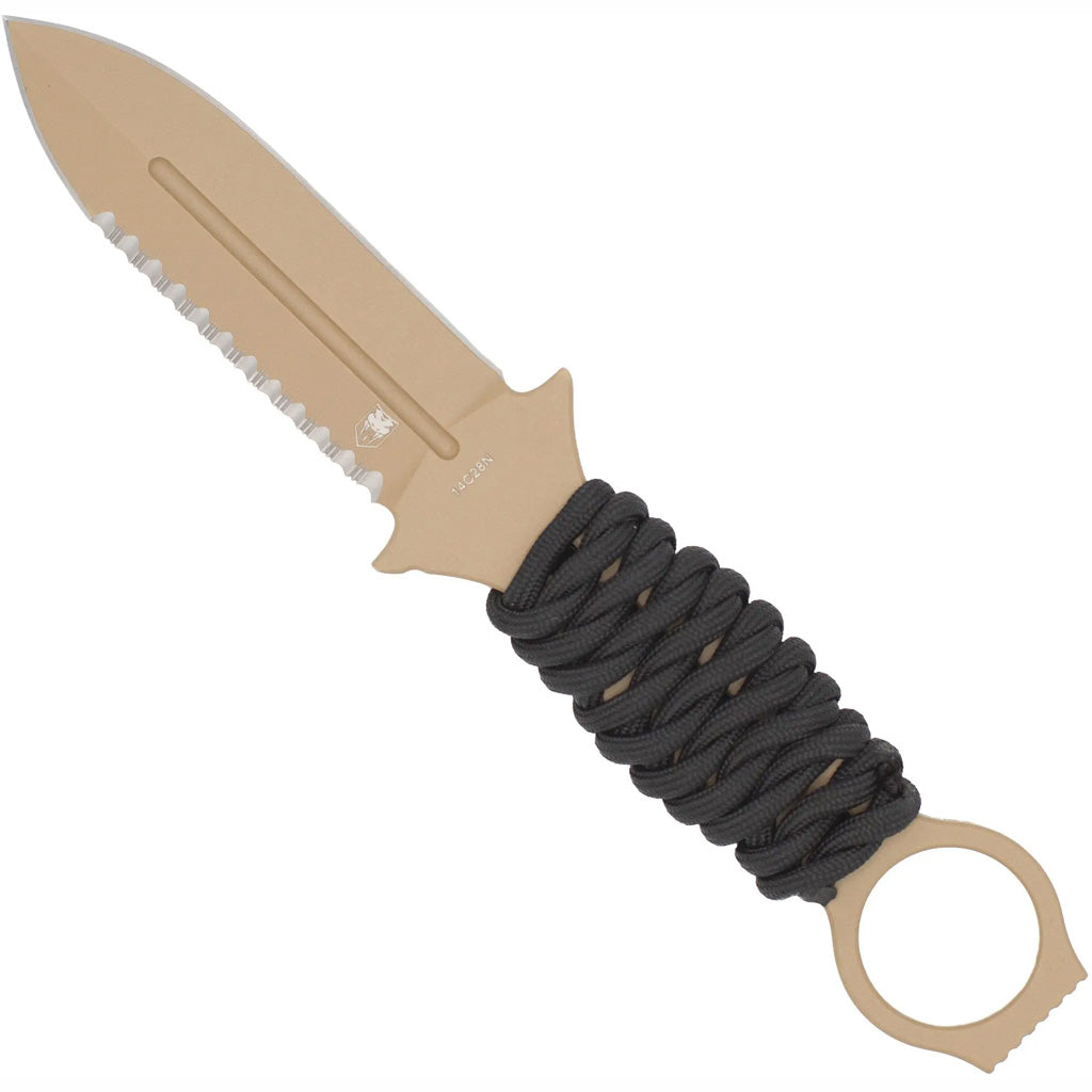 CobraTec Ringed Claymore 1 Side Serrated Dagger Fixed Blade Coyote