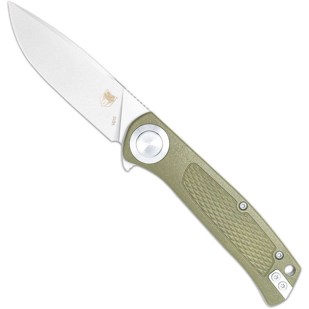 CobraTec EDC Scout Grivory Button Lock Knife Folding Blade OD Green