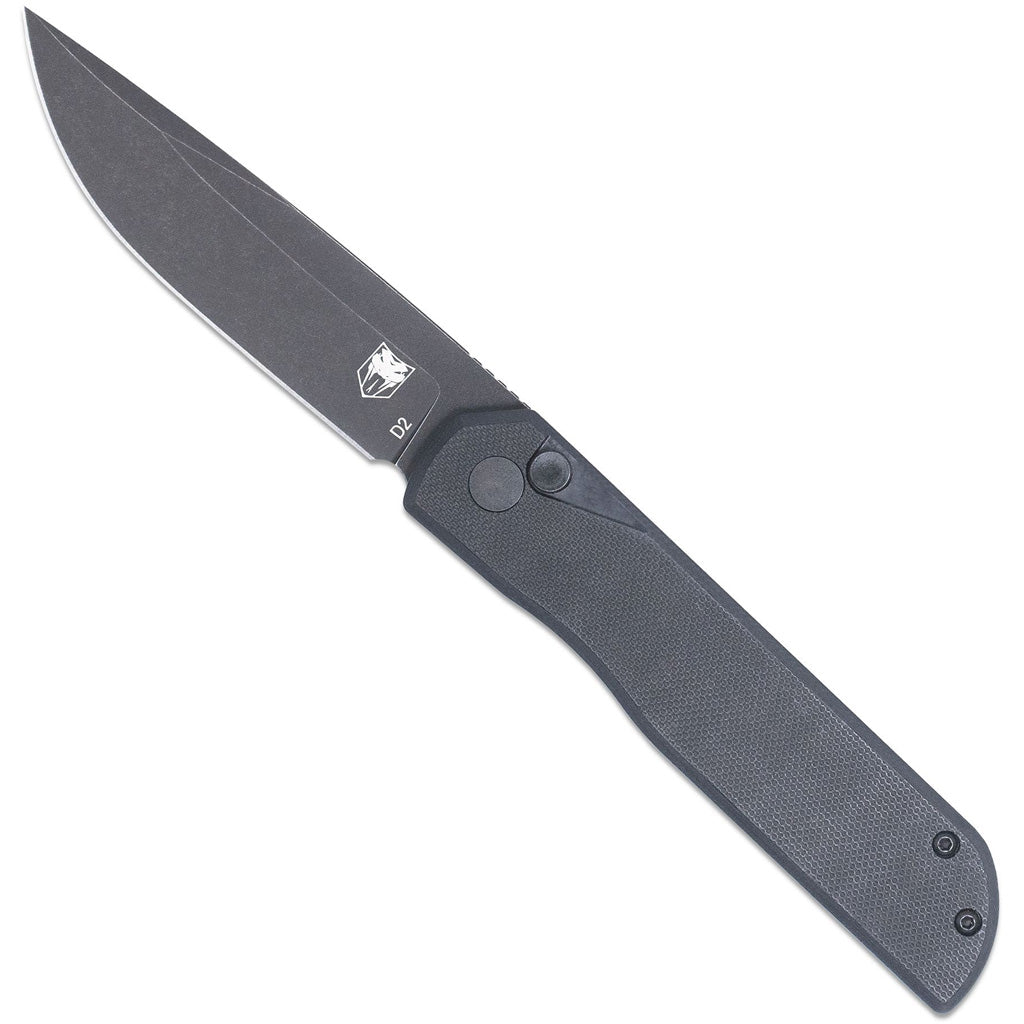 CobraTec Prowler G-10 Button Lock Drop Knife Folding Blade Black