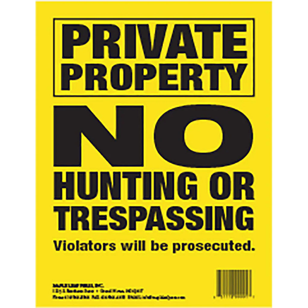 Maple Leaf No Trespassing Sign Yellow 8.5 x 11 in. Vertical 25 pk.