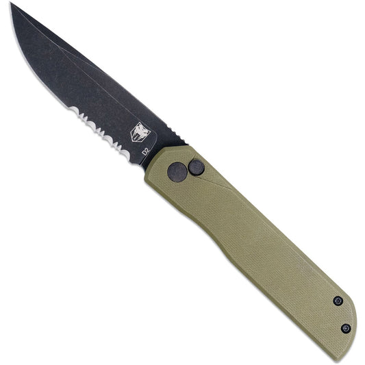 CobraTec Prowler G-10 BLock Drop Serrated Knife Folding Blade OD Green