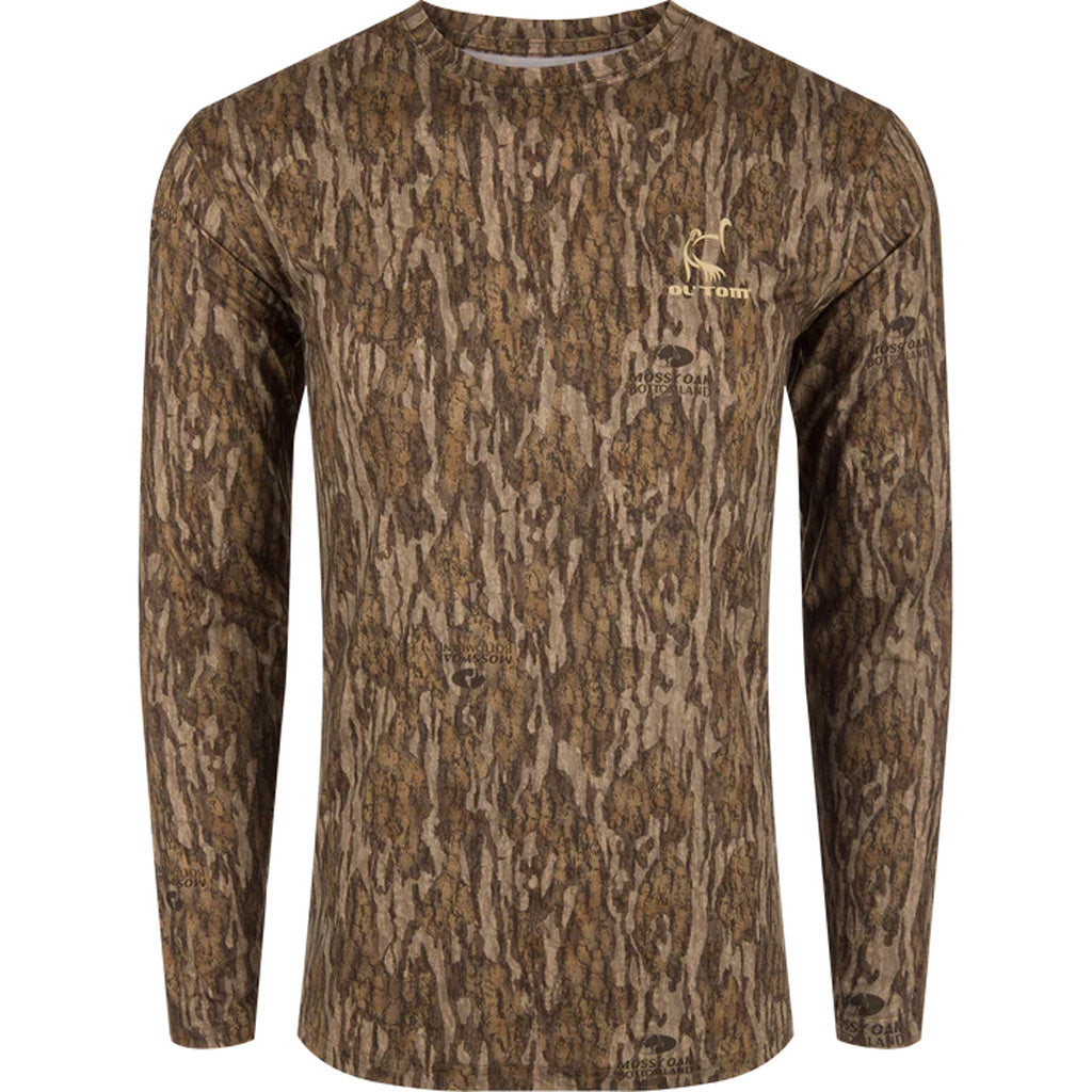 Drake Ol' Tom Performance Crew Camo Print LS MO Bottomland XLarge