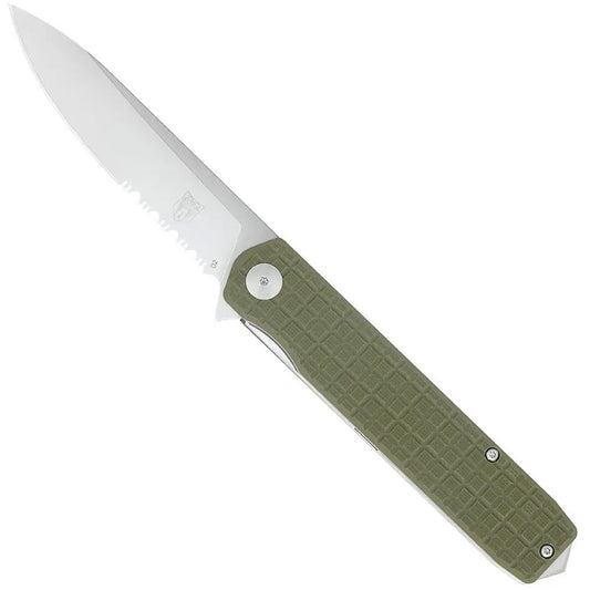 CobraTec Large Cayden Drop Serrated Knife Folding Blade OD Green
