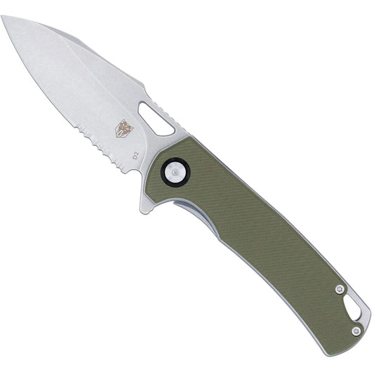 CobraTec Wolverine Liner Lock Drop Serrated Knife Folding Blade OD Green