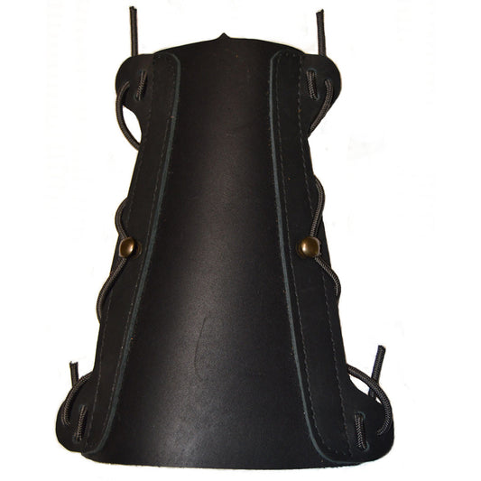 Bateman Traditional Leather Narrow Armguard Black w/ Elastic Straps