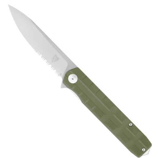 CobraTec Large Kuzio Drop Serrated Folder Knife Folding Blade OD Green