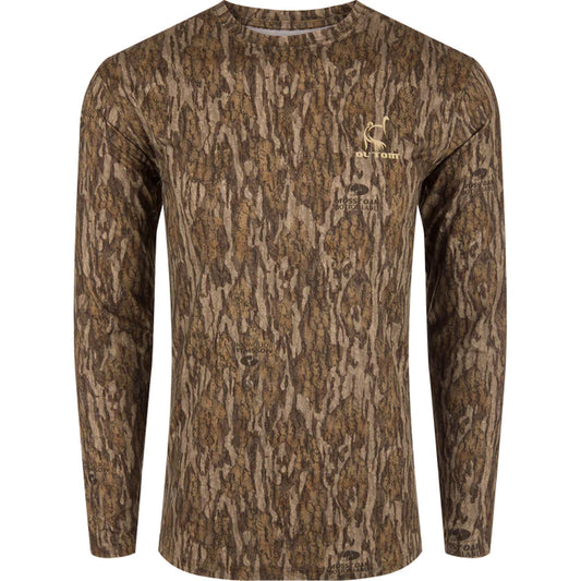 Drake Ol' Tom Performance Crew Camo Print LS MO Bottomland Medium