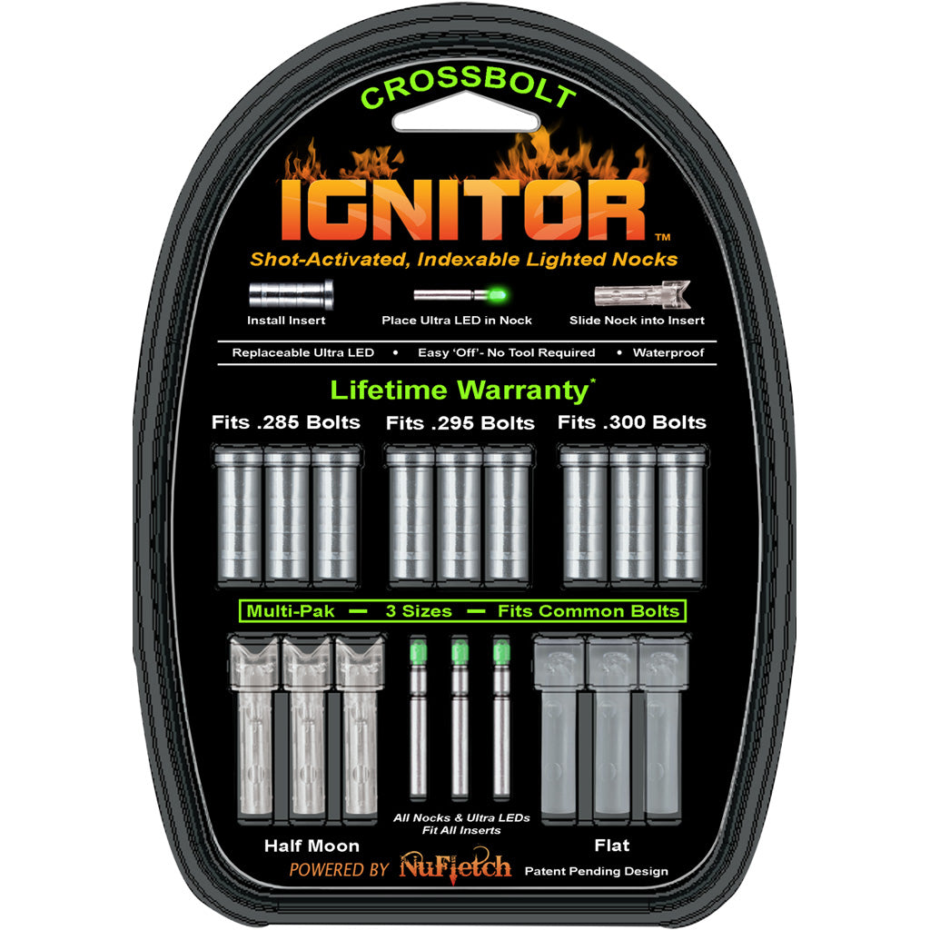 NuFletch Ignitor Crossbow Nocks Green Universal Fit 3 pk.
