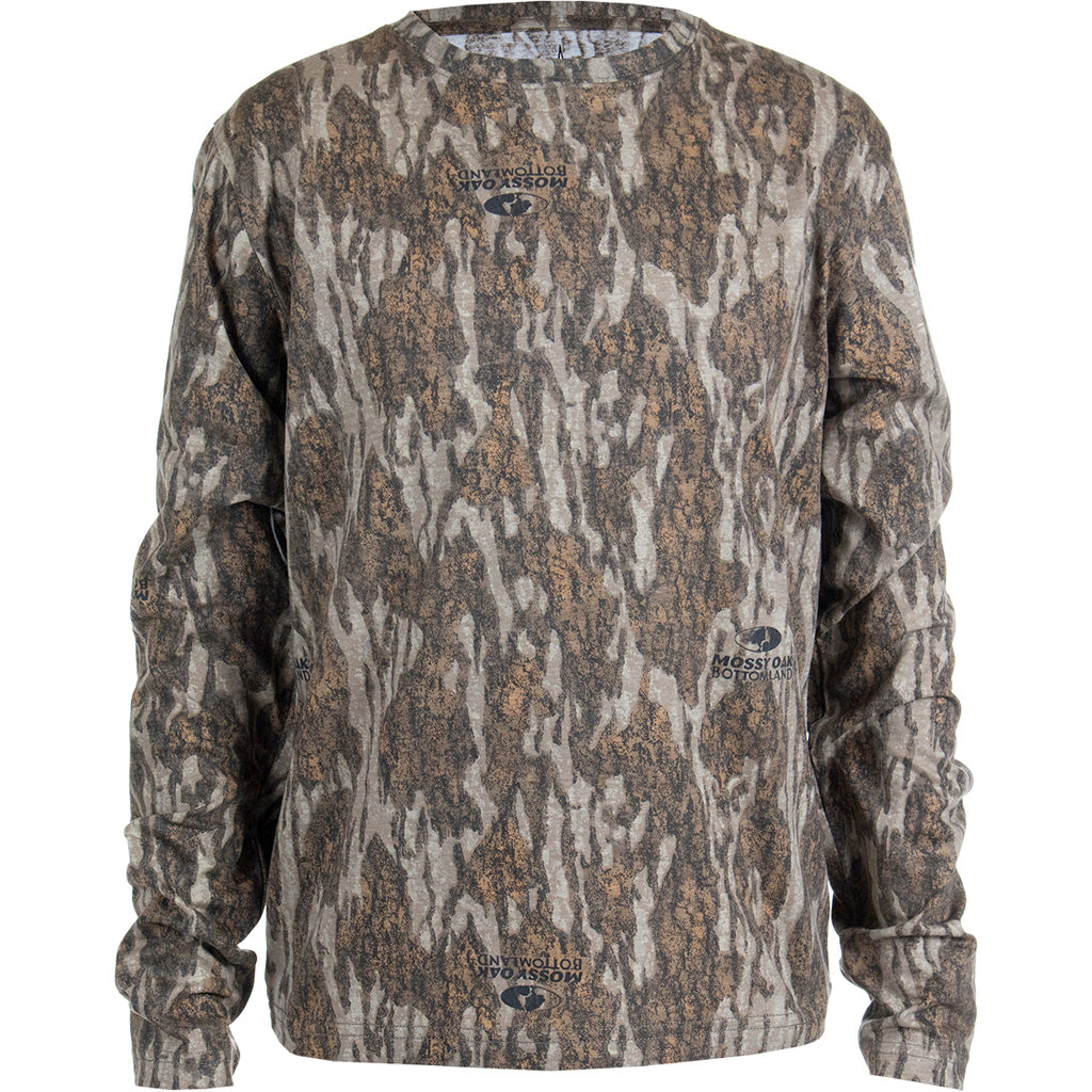 Habit Youth Bear Cave Long Sleeve Camo Tee YL-Mossy Oak New Bottomland