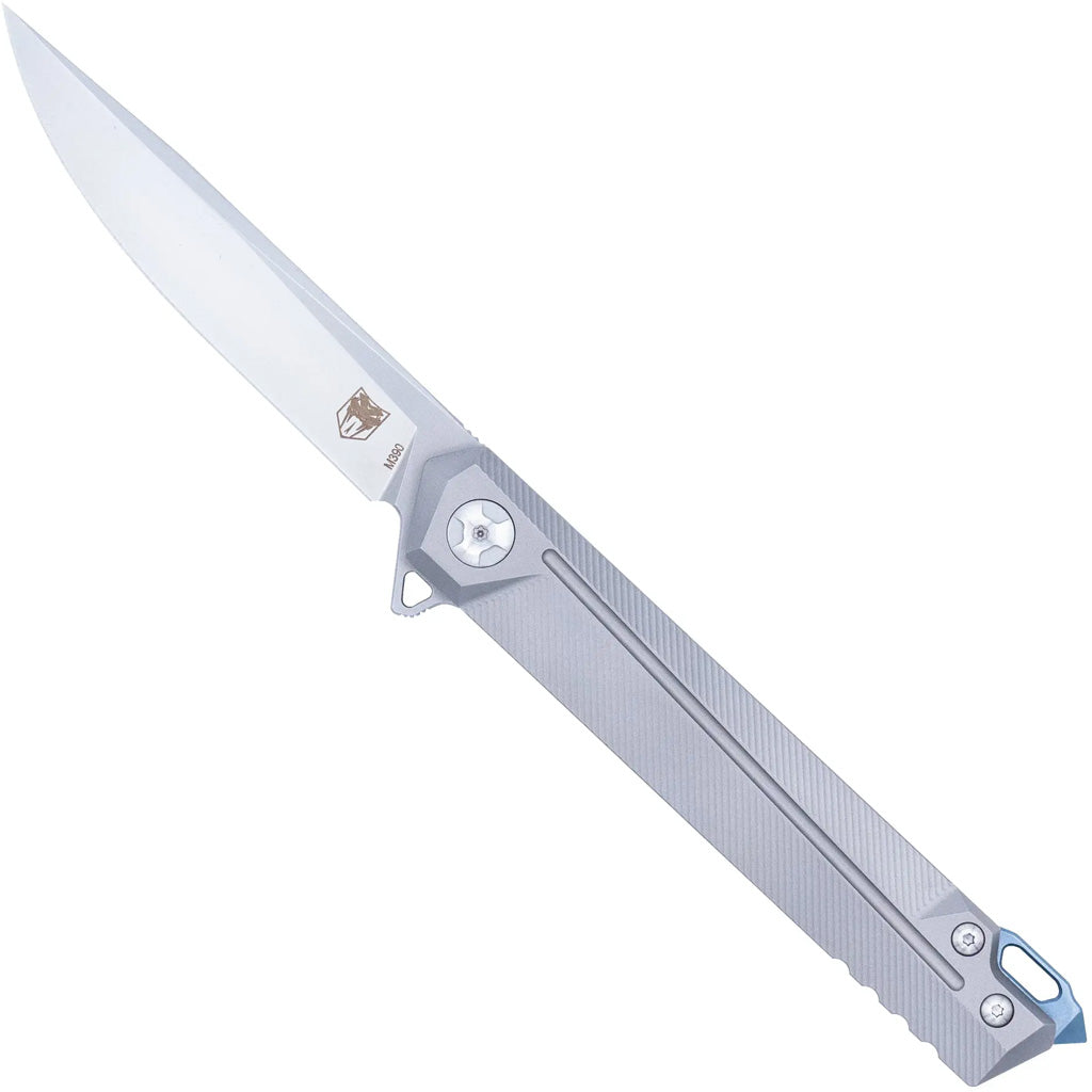 CobraTec Olympian Frame Lock Titanium M389 Knife Folding Blade Silver