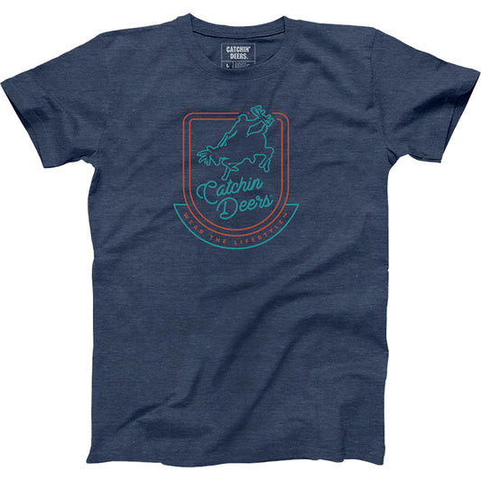 Catchin Deers Neon Tee Navy X-Large