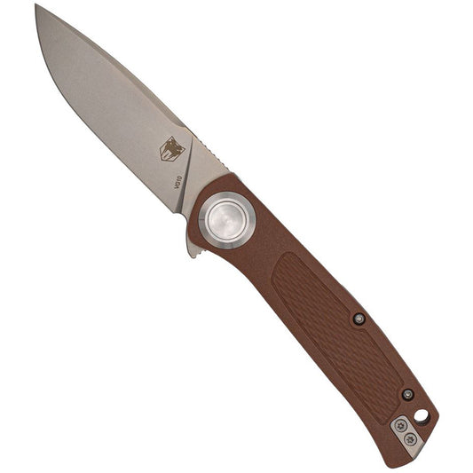 CobraTec EDC Scout Grivory Button Lock Knife Folding Blade Mocha