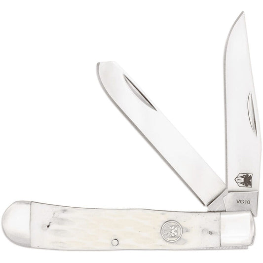 CobraTec Traditional Trapper Knife Folding Blade White Bone