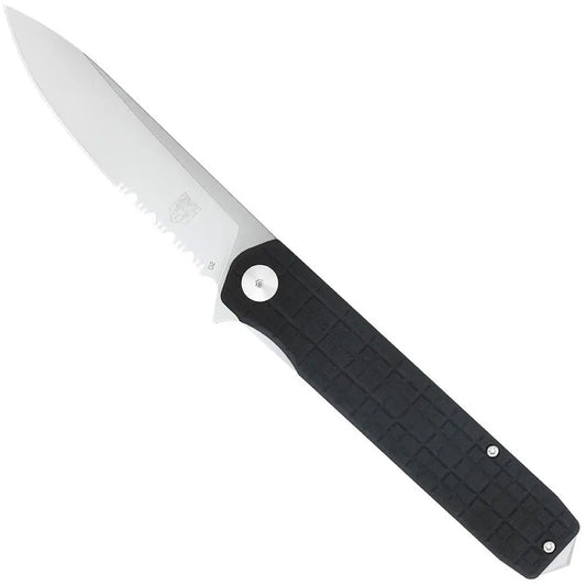 CobraTec Medium Cayden Drop Serrated Knife Folding Blade Black