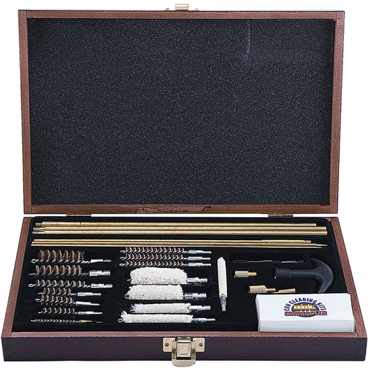 Gunmaster Deluxe Universal Gun Cleaning Kit Wooden Case 35 Pc.