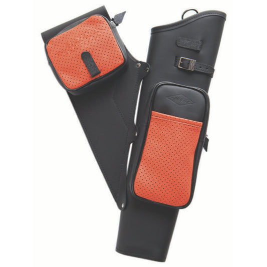 Neet Nt-2100 Leather Target Quiver Black With Orange Pockets Rh