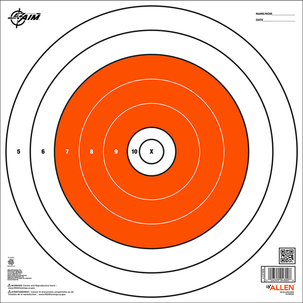 Ezaim Bullseye Paper Targets 12x12 12 Pk.