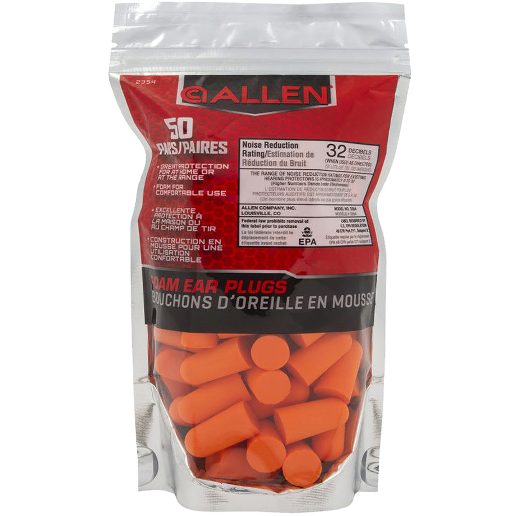 Allen Foam Ear Plugs Orange 50 Pk.