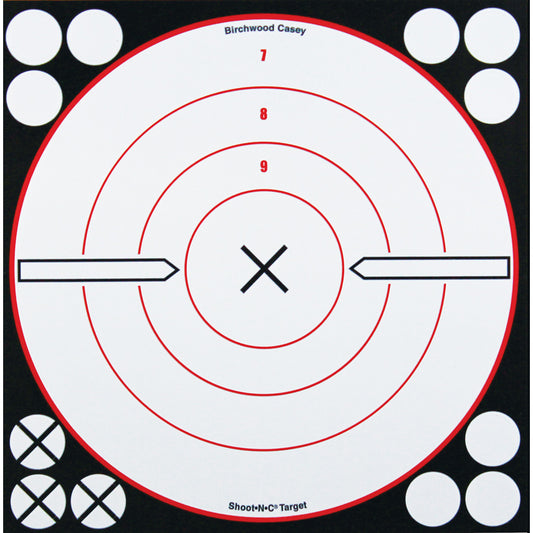 Birchwood Casey Shoot-n-c Target 8 In. Black-white X-bull 6 Pk.