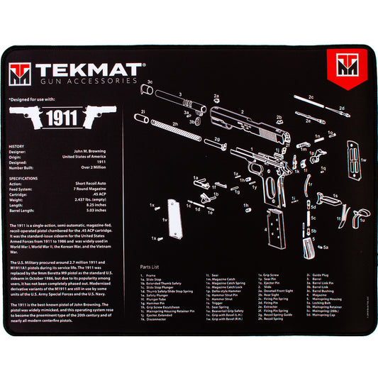 Tekmat Ultra 20 Pistol Cleaning Mat Black 1911 Gun