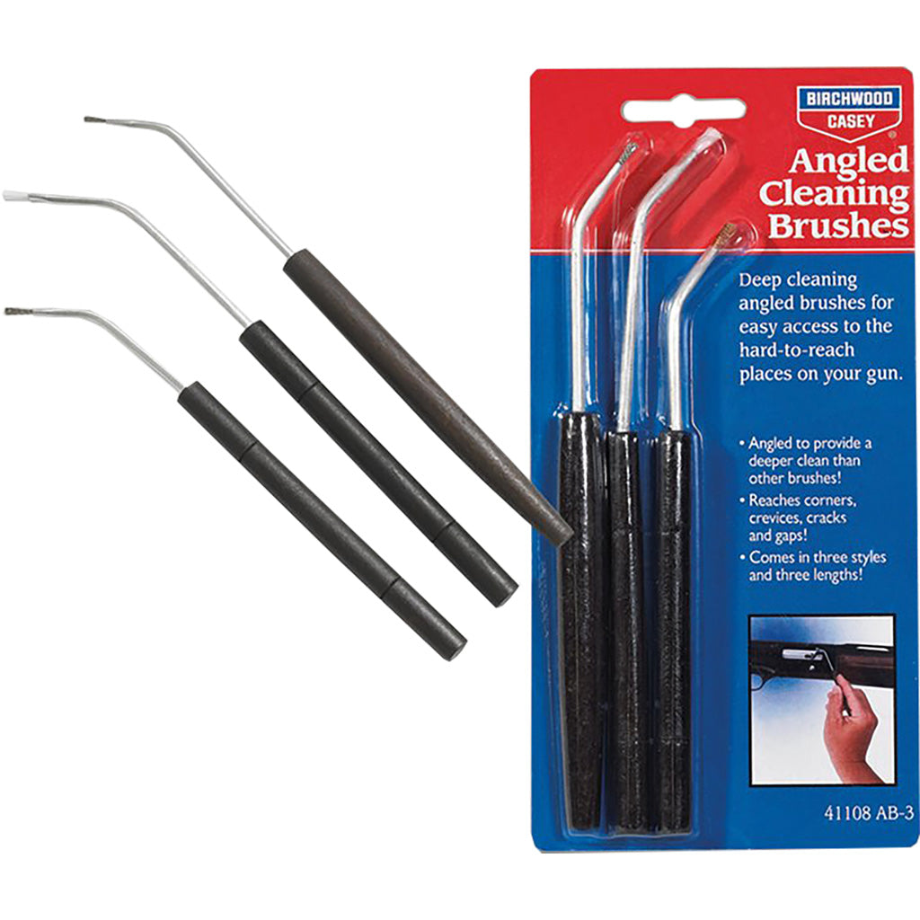 Birchwood Casey Angled Cleaning Brushes Bronze-nylon-stainless 3 Pk.