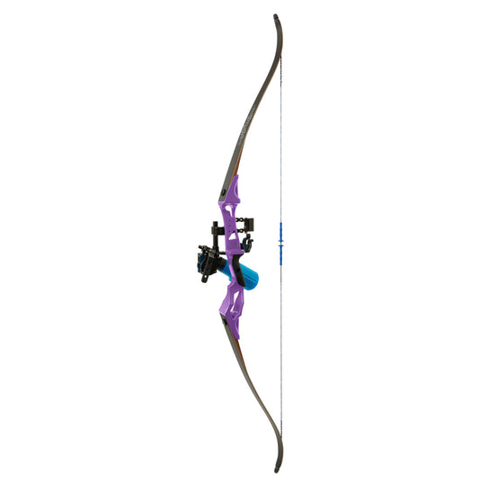 Fin Finder Bank Runner Bowfishing Recurve Package W-winch Pro Bowfishing Reel Purple 35 Lbs. Rh